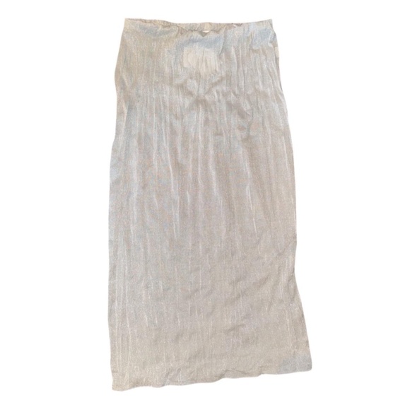 ✨NWT ZARA Silver Pleated Maxi Skirt (Size M) - Picture 3 of 3